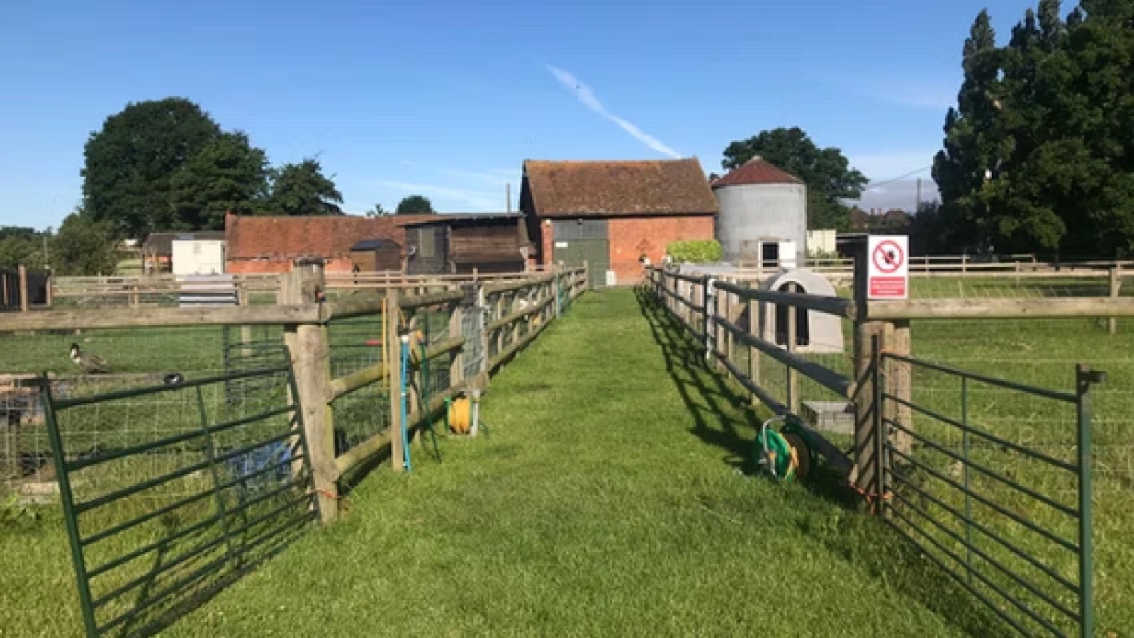 Grassy farm track through Southfields Farm near Coleshill