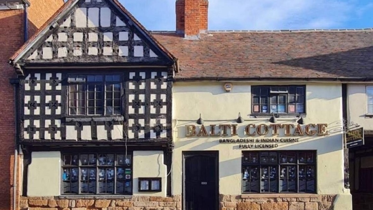 Historic Tudor-style Balti Cottage restaurant on Coleshill High Street