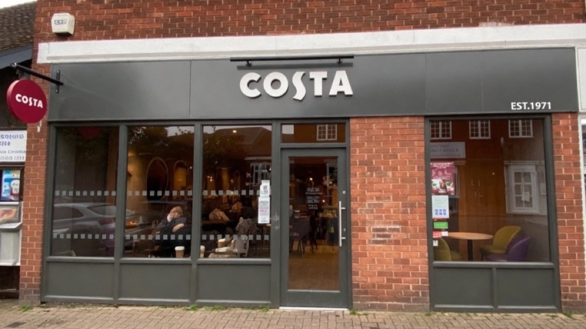 Costa Coffee shop front on Coleshill High Street